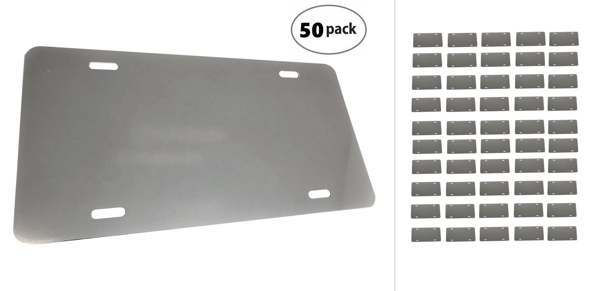 Silver Mirror - Anodized Aluminum License Plate Blank Heavy Gauge .040  (1mm) - 12x6 – PARTSAPIENS