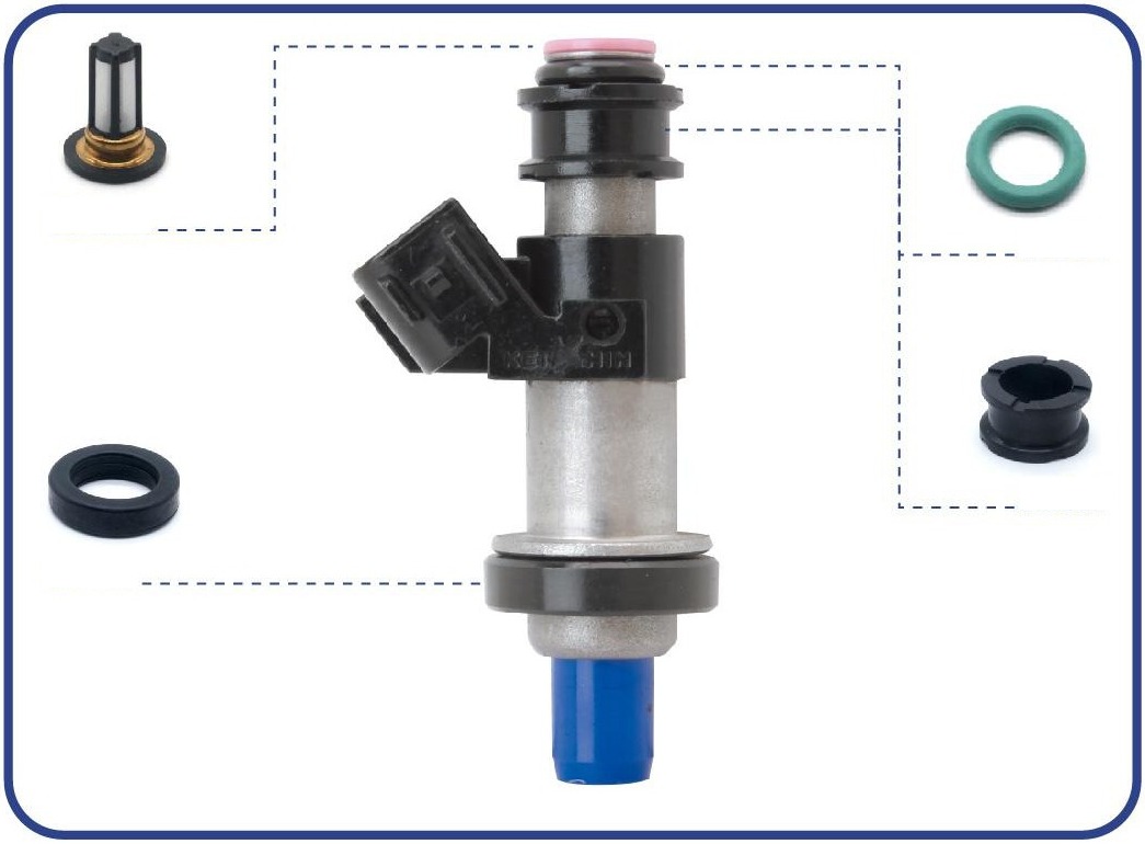 Fuel Injector Repair Kit — 115-130 HP 4-Stroke Outboard — OE 16406-ZW5-000 — kit contents diagram