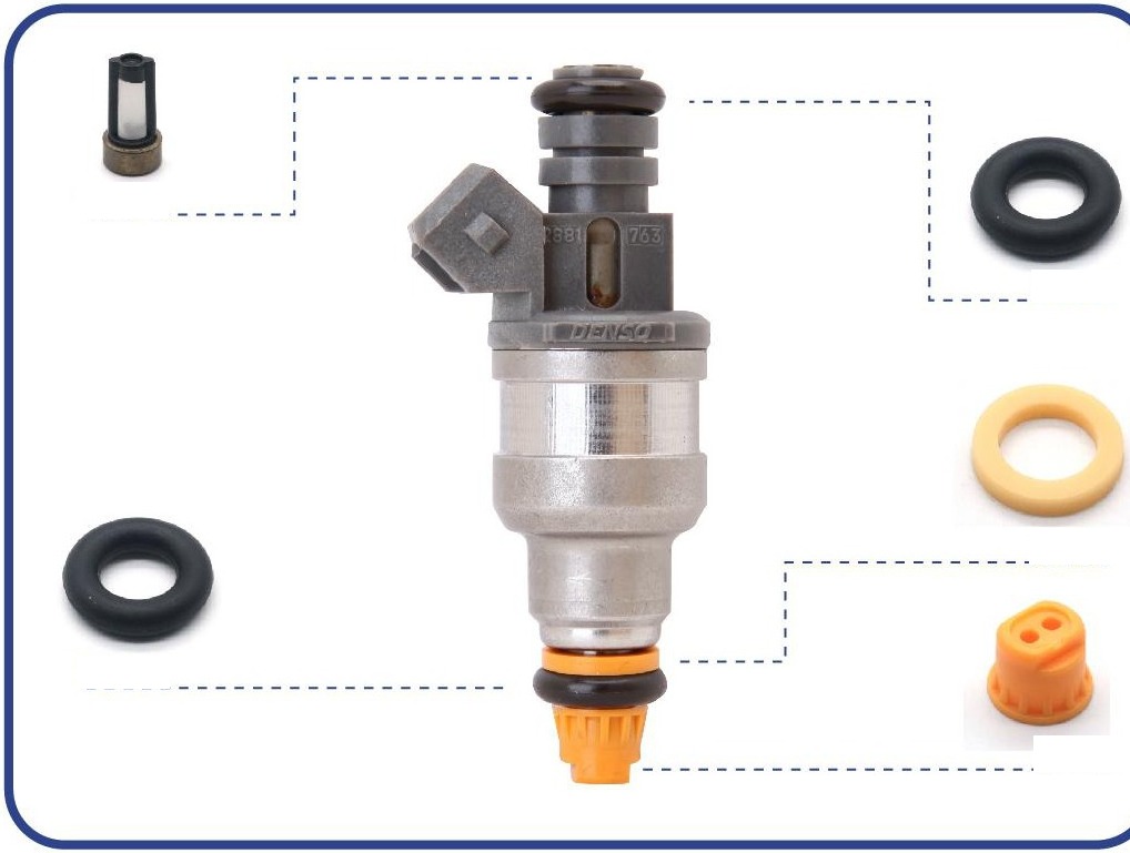 Fuel Injector Repair Kit — 2.0L 1996-1999 — OE 68F9F593AC — kit contents diagram